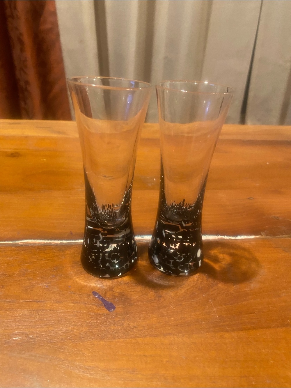 Vintage Tequila Rose Shot Glasses with Black Confetti Base - Set of 2